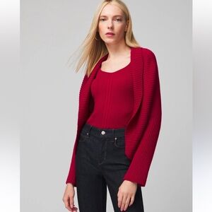 White House Black Market - Cashmere Blend - Red Cocoon / Cardigan Sweater.
